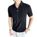 Korean Style Slim Fit Men's Polo Shirt Thin Short Sleeved Ice Silk Cotton High Elasticity V Neck Patchwork T Shirt for Summer_viptrois.com