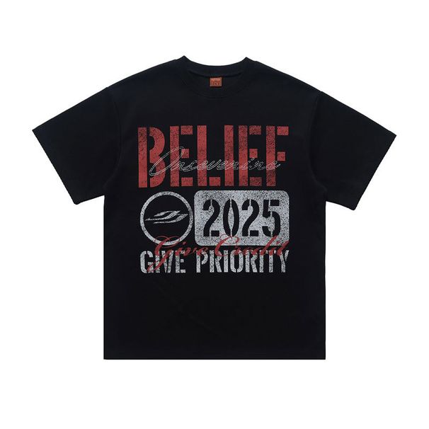Loose Wide-fit Large Letter Print Short-sleeve Men's T-shirt, Trendy Brand High-quality Half-sleeve T-shirt_viptrois.com