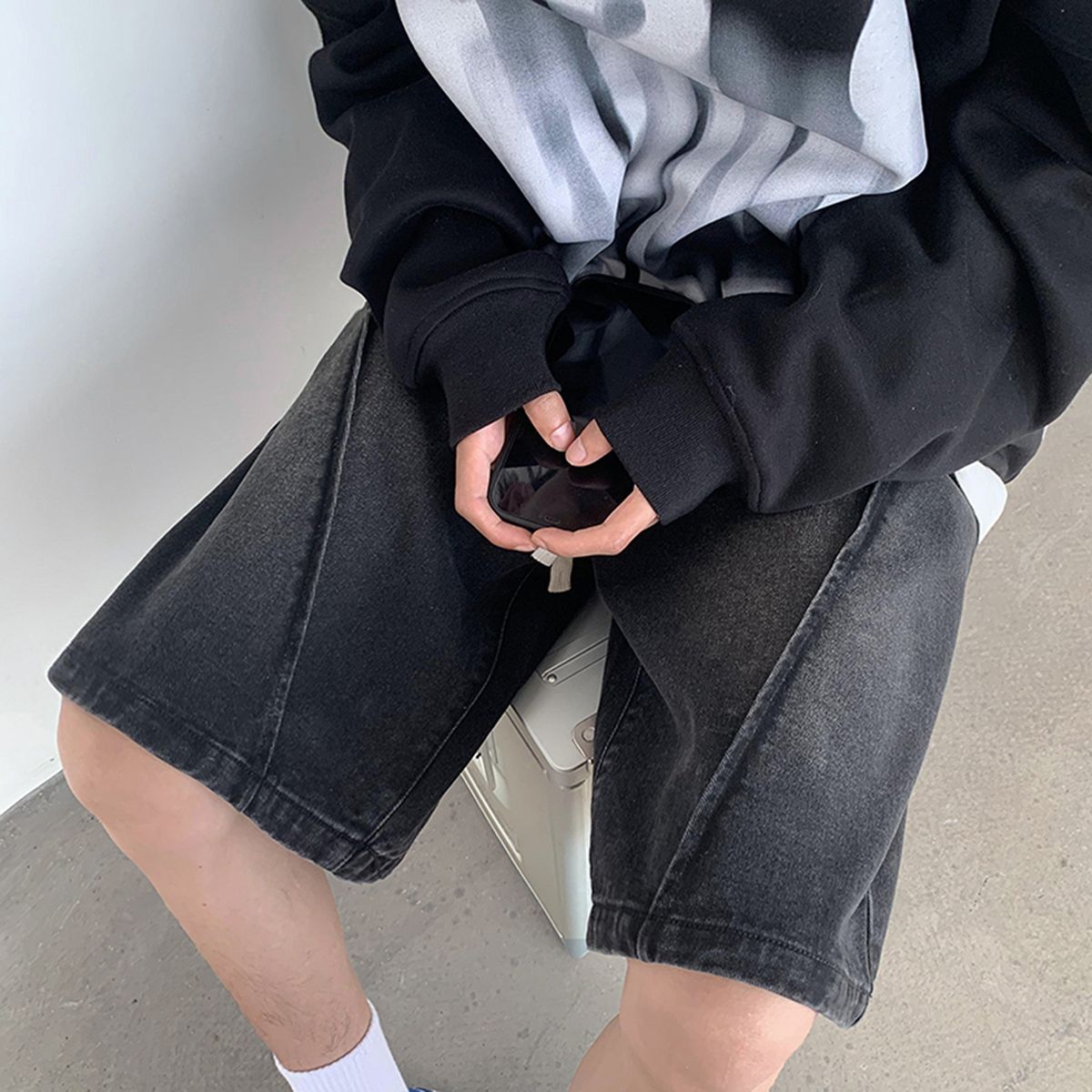 Men's Clothing Denim Shorts Men Summer Retro Trend Washed Straight Pants High Street Vibe Cool Casual Shorts_viptrois.com