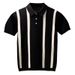 Trendy High-end Short-sleeve Knitted Polo Shirt For Men, Lightweight Spring British Retro Color-block Striped Fashion_viptrois.com