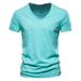 Boy Summer Cross-Border New Solid Color Slub V-Neck Short Sleeve T-Shirt Pure Cotton Hot Sale European And American Foreign_viptrois.com