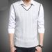 Men's Knit Vest Casual Solid Color Cable Pattern Sleeveless Sweater Vest For Daily Wear_viptrois.com