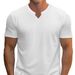 Men's Clothing Summer Trend Solid Color Round V Neck Slim Short Sleeved Stretch T Shirt, Men's Sports_viptrois.com