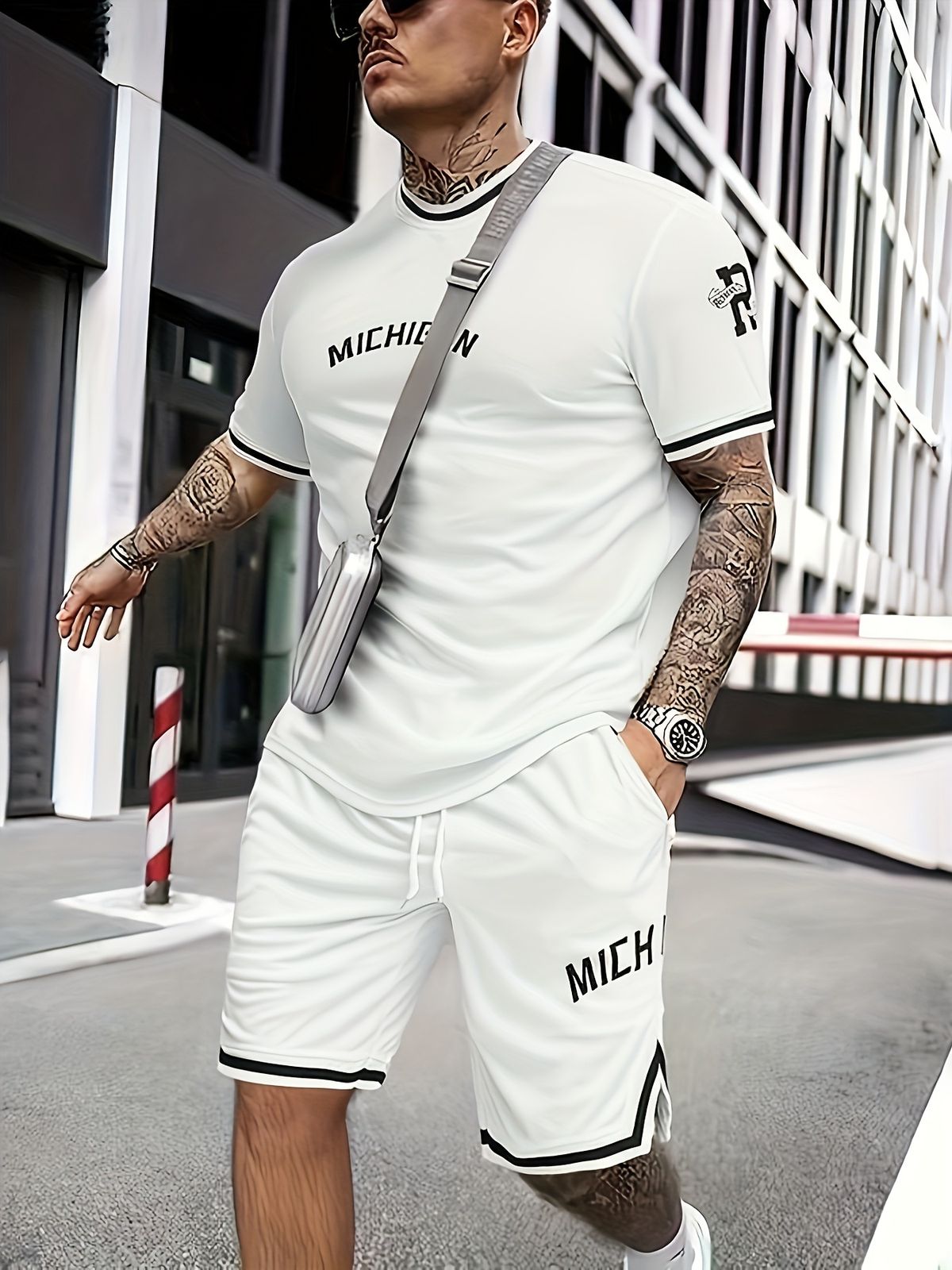 Men's Clothing Summer Fashion T Shirt Running Fitness Round Neck Short Sleeve Men's Street Sports 2 Piece Set_viptrois.com