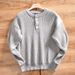 Men's Clothing Vintage-Inspired Henley Knit Sweater - Textured Cable Stitch Pullover With Half-Button Placket & Ribbed Hem (Winter Layering)_viptrois.com
