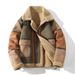 Men's Clothing large size lapel fur and velvet thickened warm stitching color matching jacket_viptrois.com