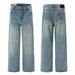 Men's Clothing Summer Trendy Light Blue Jeans For Men And Women, Washed High Street Straight Leg Pants, Versatile Long Trousers_viptrois.com
