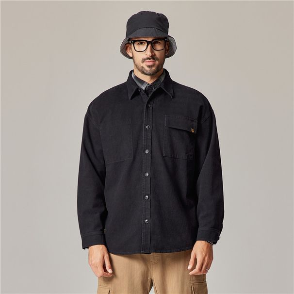Nordmann Autumn Workwear Men American Retro Heavy Cotton Long Sleeve Shirt Loose Trendy Brand Men's Jacket_viptrois.com