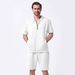 Men’s Clothing Summer New Men's Simple Casual Jacquard Short Sleeved Zipper Cardigan Jacket Shorts Suit_viptrois.com
