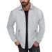 Men's Casual Winter Jacket With Multiple Zipper Pockets - Lightweight Polyester Pullover Coat In Solid Colors_viptrois.com