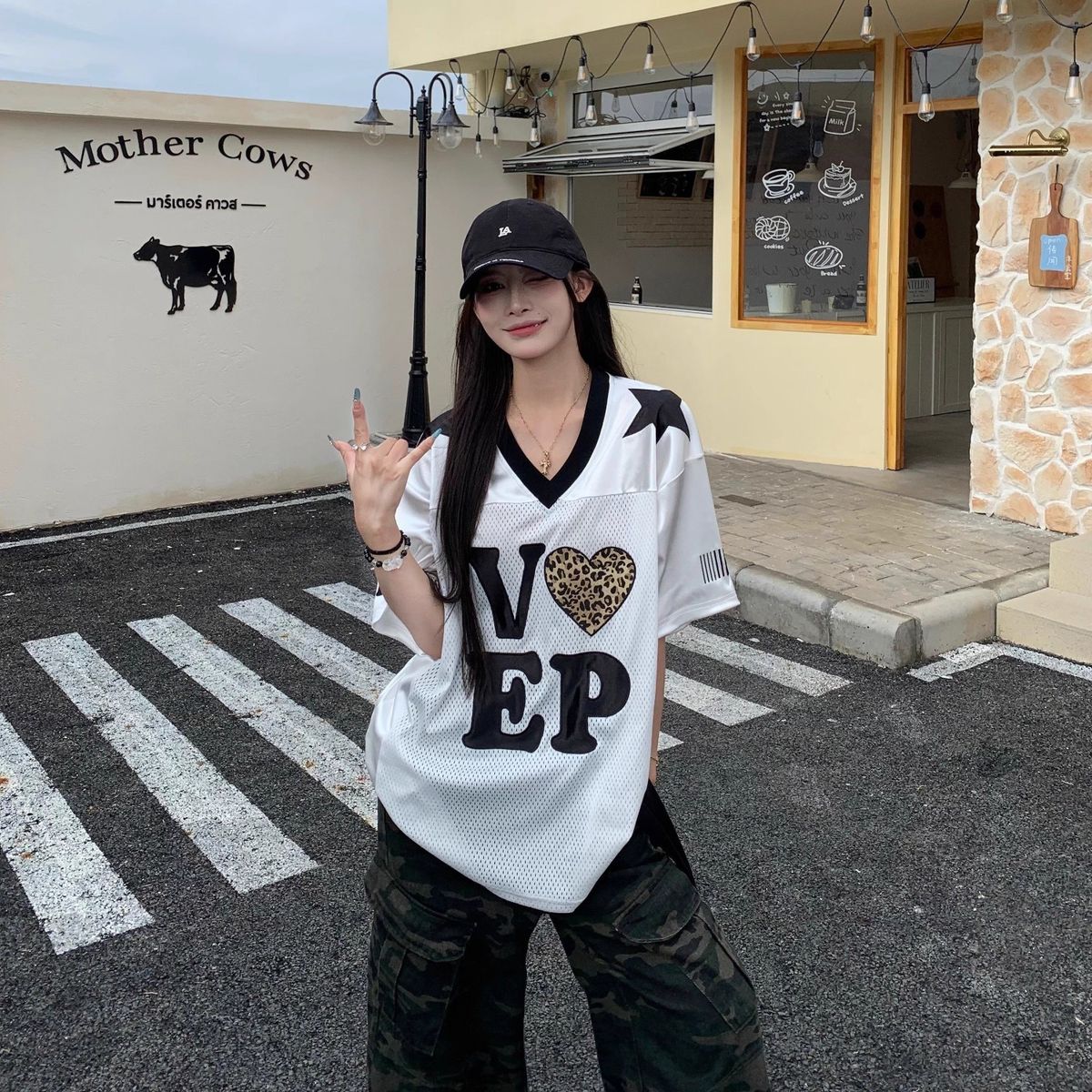 High Street American Leopard Print Summer Heart-shaped Short-sleeve New T-shirt For Men And Women, INS Korean Style_viptrois.com