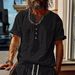 Men's Clothing New Men's Retro Cotton And Linen Casual Short Sleeved Shirt_viptrois.com