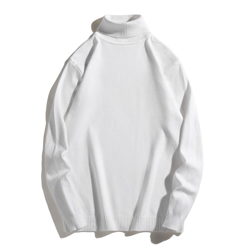 High Neck Sweater For Men, Solid Color Slim Fit Knit Sweater, Bottom Layer Sweater, T-shirt, Sweater_viptrois.com