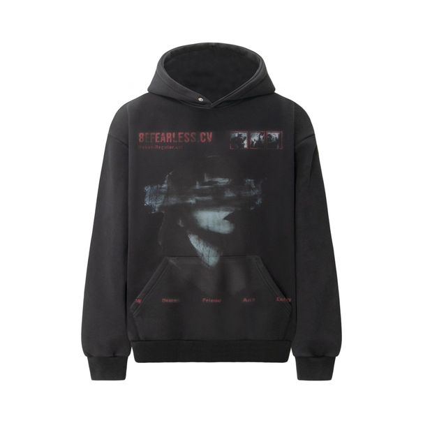 2023 American Style Trendy Composite Washed Character Pattern Design Men's Loose Hooded Sweatshirt_viptrois.com