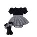 Mother & Kids Girls' Black Top & Houndstooth Skirt Set – Classic & Stylish, 1M-18M"_viptrois.com