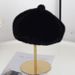 Mink Fur Beret Thickened Large Head Circumference Women Octagonal Round Top Autumn Winter Warm Hat_viptrois.com