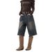 Denim Shorts Men's Retro Pants Logging Wide Leg Shorts Six Point Pants Couple Summer_viptrois.com