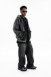 Autumn Winter New Paris Plain Washed Vintage Cardigan Fleece-Lined Hooded Sweatshirt_viptrois.com