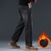Loom Men's Nine-point Jeans 2025 New Fleece-lined Thickened Loose Straight Large Size Stretch Denim Pants For Men Autumn_viptrois.com