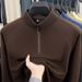 Men's Clothing Thermal Long Sleeve T-Shirt, Fleece-Lined Winter Base Layer, Soft Brushed Fabric, High Neck Zip-Up Sweatshirt, Warm Casual Pullover_viptrois.com