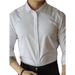 Men's Clothing Light Luxury Dark Placket White Formal Shirt Men's Light Business Dark Button Solid Color Casual Long Sleeve Shirt Drape Inch Shirt_viptrois.com