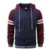 Men's Color-Block Hooded Sweatshirt - Thickened Polyester Zip-Up Jacket For Gym & Casual Wear Fashion Trends_viptrois.com