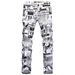 Men's Clothing supply of men's personalized printed men's jeans painted casual slim trendy nightclub singer trousers_viptrois.com