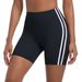New Striped Fitness Tight High Waist Peach Three-Quarter Color-Block Breathable Sports Running Yoga Shorts For Women_viptrois.com