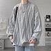 Japanese-Inspired Cable Knit Sweater – Minimalist Harajuku Style Pullover (Grey/Black/Blue/White, M-3XL)_viptrois.com