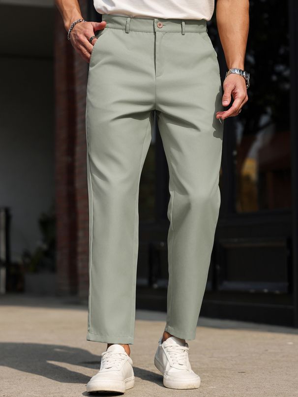 Men's Business Casual Dress Pants – Slim Fit Poly-Viscose Blend Trousers (S-XXL, Khaki/Black/Gray/Blue/White/Green)_viptrois.com