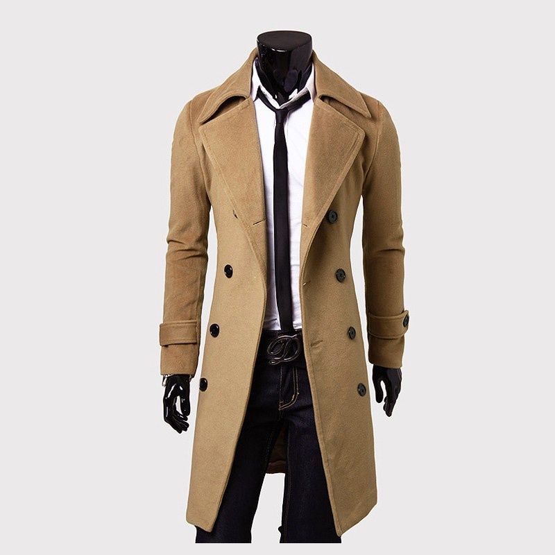 Loom Loom Plus Size Clothing Thickened Foreign Trade Double-Breasted Long Woolen Men's Trench Coat Jacket 5625_viptrois.com