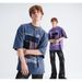 Summer New National Trend Brand Niche Design Puzzle Print Washed Loose Short Sleeve T-Shirt For Men_viptrois.com