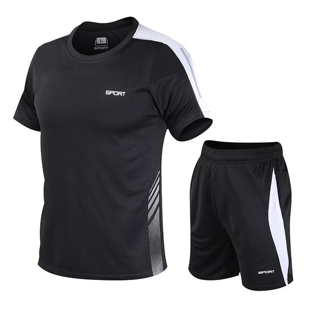 Sports suit men's summer fitness short-sleeved T-shirt men's quick-drying clothes running loose casual sportswear men's T_viptrois.com