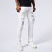 Men's Clothing Elastic Hot Diamond White Jeans Men Ripped Patch Slim Fit Skinny Tight Pants Men_viptrois.com