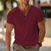 Men's Clothing Men's European And American Solid Color V Neck Breathable Perspiration Leisure Sports Light Regular Short Sleeved T Shirt_viptrois.com