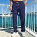 Men's Clothing Men's Casual Pants Loose Fit Breathable Linen Like Bamboo Joint Style Simple Sports Jogging Straight Leg Long_viptrois.com