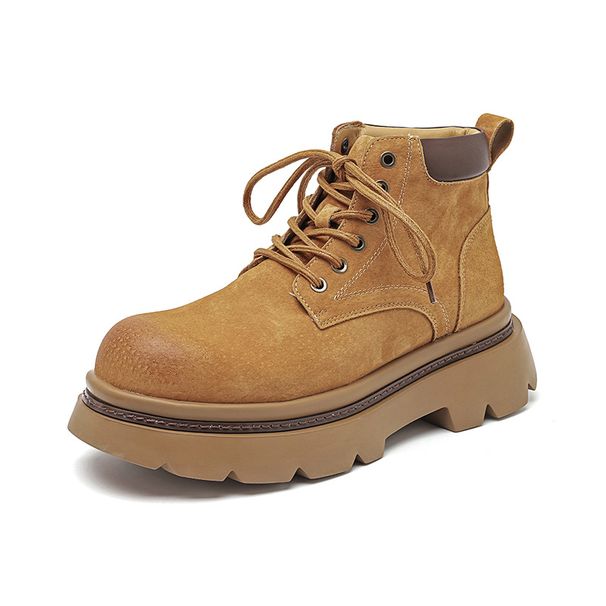Spring Retro Tooling Boots Martin Boots Rhubarb Boots Thick-soled Heightening Green Boots High-top Leather Shoes_viptrois.com