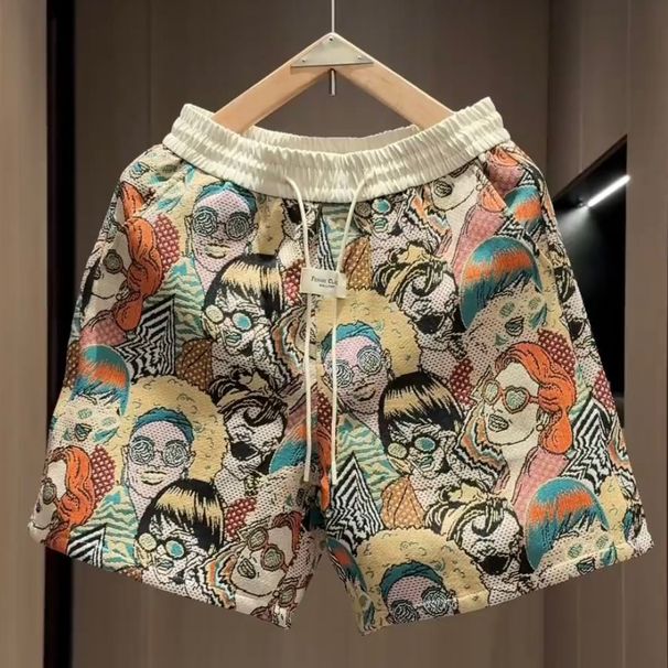 Men's Summer Casual Fashionable Korean Style Straight Leg Trendy Beach Shorts Five Point Pants Thin_viptrois.com