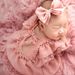 Ylsteed 2 Pieces Set Dusty Pink Chiffon Newborn Romper with Bow Hairband Dot Lace Baby Photography Outfits_viptrois.com