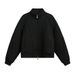 Split Design Stand Collar Cardigan Sweatshirt Men's Autumn Loose Street Fashion Ins Solid Color Casual Jacket_viptrois.com