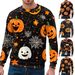 Halloween Graphic Sweatshirt – Spooky Pumpkin & Spider Web Print (S-5XL, Polyester, Oversized Fit)_viptrois.com