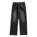 Men's American Streetwear Vintage Wash Flared Jeans, Relaxed Fit Bootcut Denim Pants With Distressed Details For High-Fashion Casual Style_viptrois.com