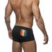 UXH Men's Pocket Print Boxer Swim Trunks Simple Fashion Rainbow Small Label Beach Vacation Shorts_viptrois.com