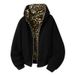 Unisex Reversible Hooded Zip-Up Jacket – Oversized Streetwear Pullover With Leopard Print & Double-Sided Design, Thick Cotton Blend_viptrois.com