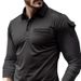 Men's Clothing Spring And Autumn Long Sleeve Men's Polo Shirt Arm Pocket Epaulette Design Muscle Sports Men_viptrois.com