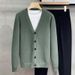 Men’s & Women’s V-Neck Knit Cardigan | Unisex Lightweight Sweater For Spring & Fall (M-3XL, Black/Green/Gray/Beige)_viptrois.com