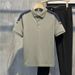 Men’s Summer Polo Shirt – Relaxed Fit, Striped & Embroidered, Lightweight & Breathable (M-5XL, Black/White/Khaki/Green)_viptrois.com