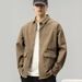 Vintage-Inspired Work Shirt For Men - Long Sleeve Loose Fit Casual Jacket In Cotton Blend (Dark Gray, Khaki, Army Green, Black) - Sizes M To 3XL_viptrois.com