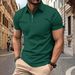 Men's Solid Color Short-sleeved Button-down Lapel T-shirt Casual Top_viptrois.com