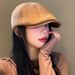 Korean Style Corduroy Forward Cap For Women, Spring And Autumn Versatile Reversible Beret, Large Head Circumference,_viptrois.com